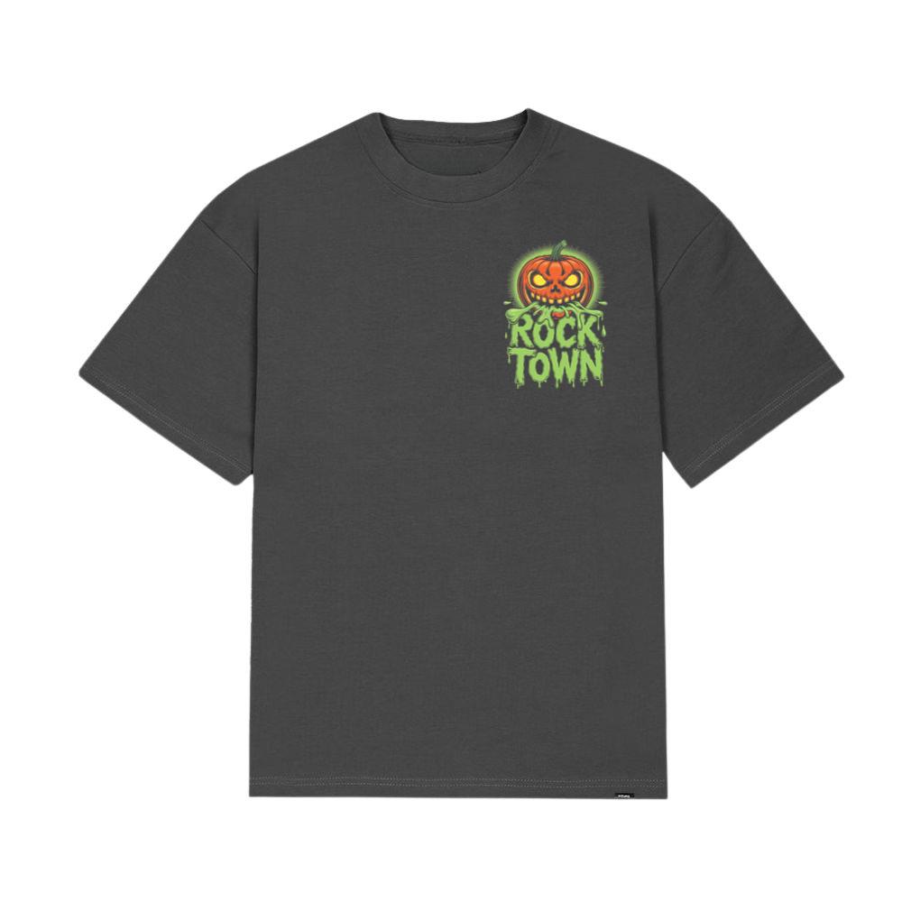 Rock Town Pumpkin Head Retro Cartoon Graphic T-Shirt - Image 3