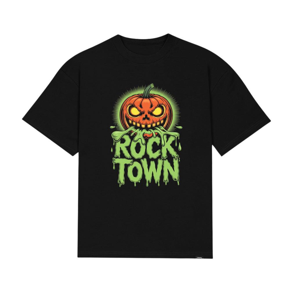 Rock Town Pumpkin Head Retro Cartoon Graphic T-Shirt