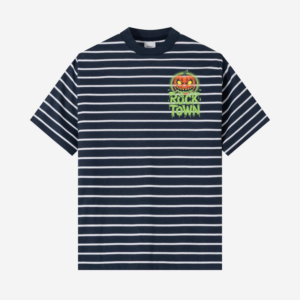 Rock Town Pumpkin Head Retro Cartoon Graphic T-Shirt