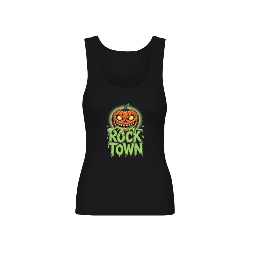 Rock Town Pumpkin Head Retro Cartoon Graphic TankTop 