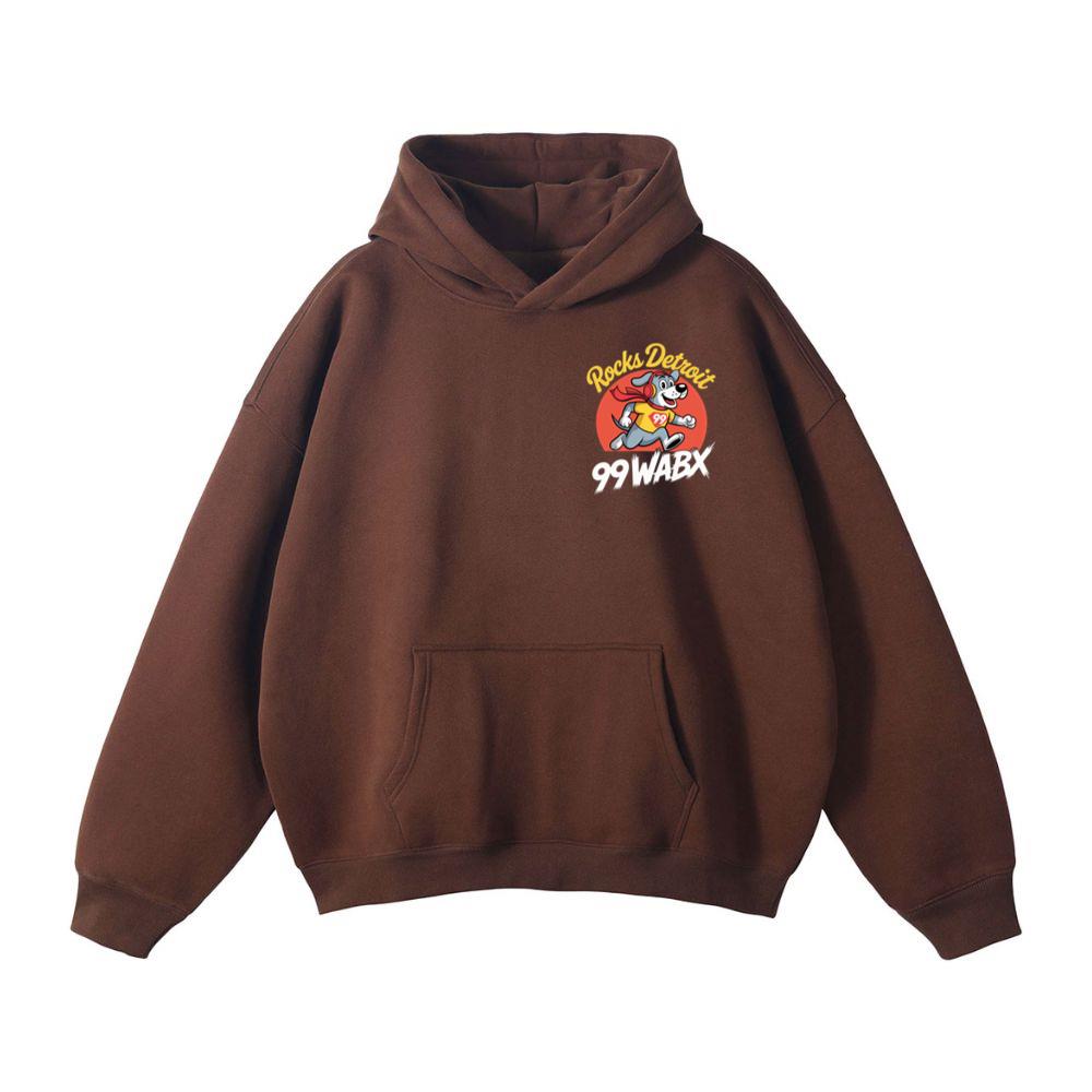 Rocks Detroit Superhero Dog Retro Graphic Artwork for Everyday Vibes Hoodie - Image 2