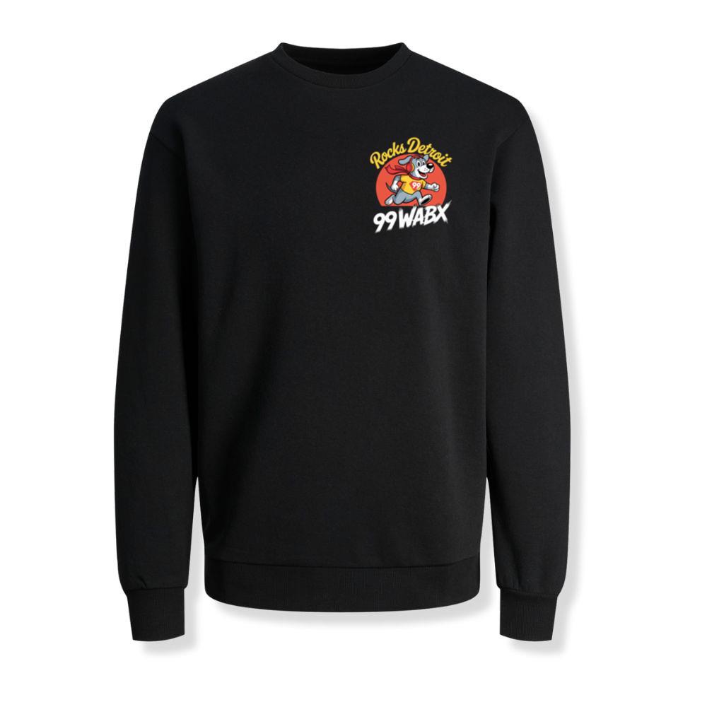 Rocks Detroit Superhero Dog Retro Graphic Artwork for Everyday Vibes Sweatshirts