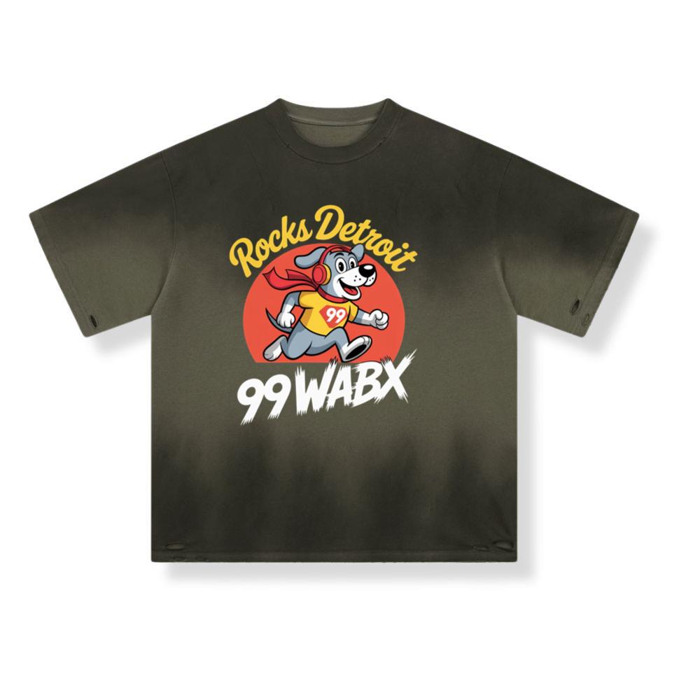 Rocks Detroit Superhero Dog Retro Graphic Artwork for Everyday Vibes T-Shirt - Image 2