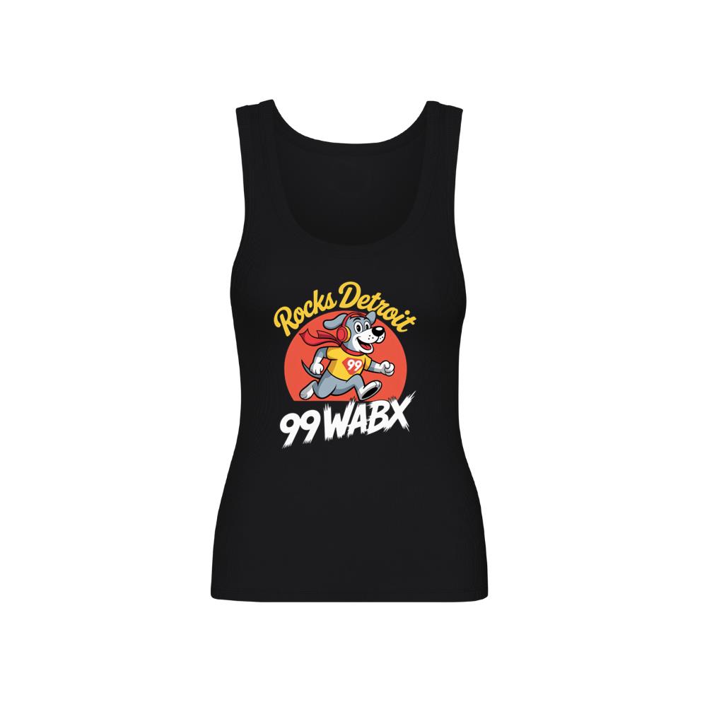 Rocks Detroit Superhero Dog Retro Graphic Artwork for Everyday Vibes Tank Top
