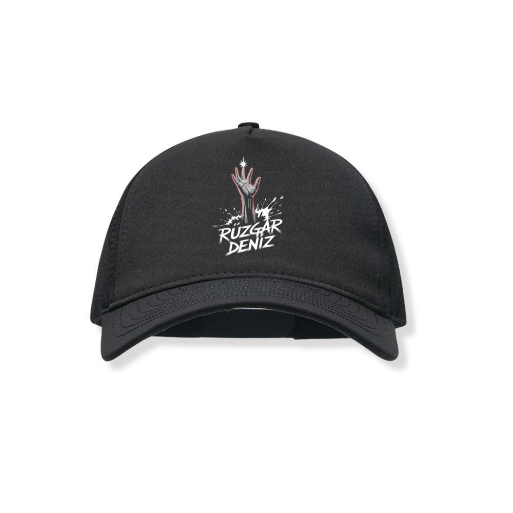 Ruzgar Deniz Rock Hand Retro Graphic Black Hat