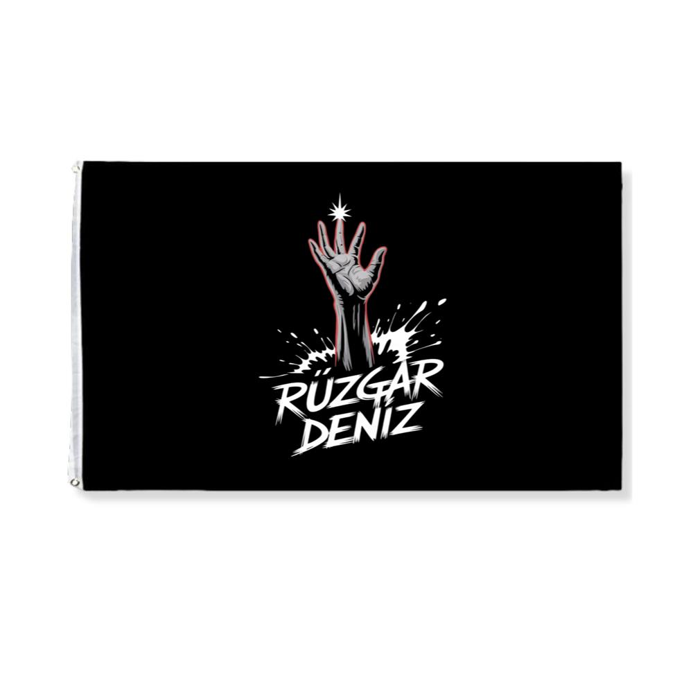 Ruzgar Deniz Rock Hand Retro Graphic Flag