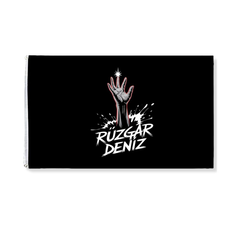 Ruzgar Deniz Rock Hand Retro Graphic Flag