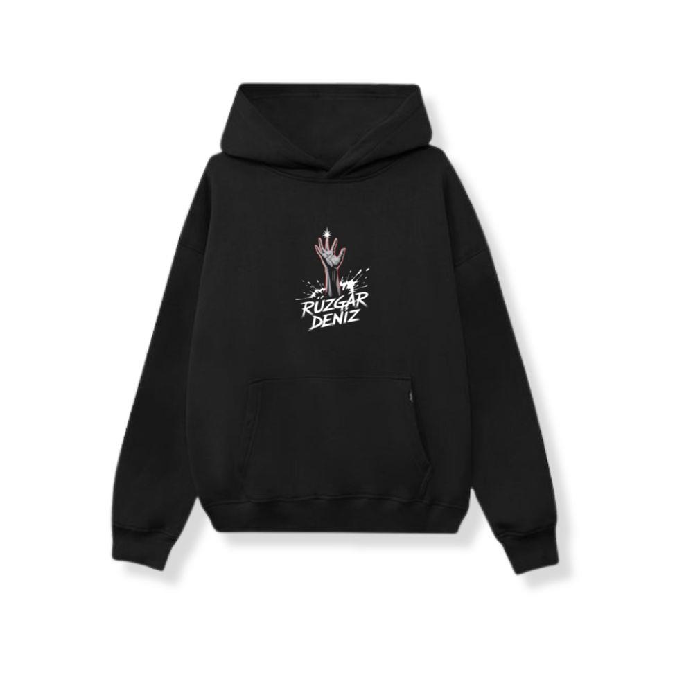 Ruzgar Deniz Rock Hand Retro Graphic Hoodie
