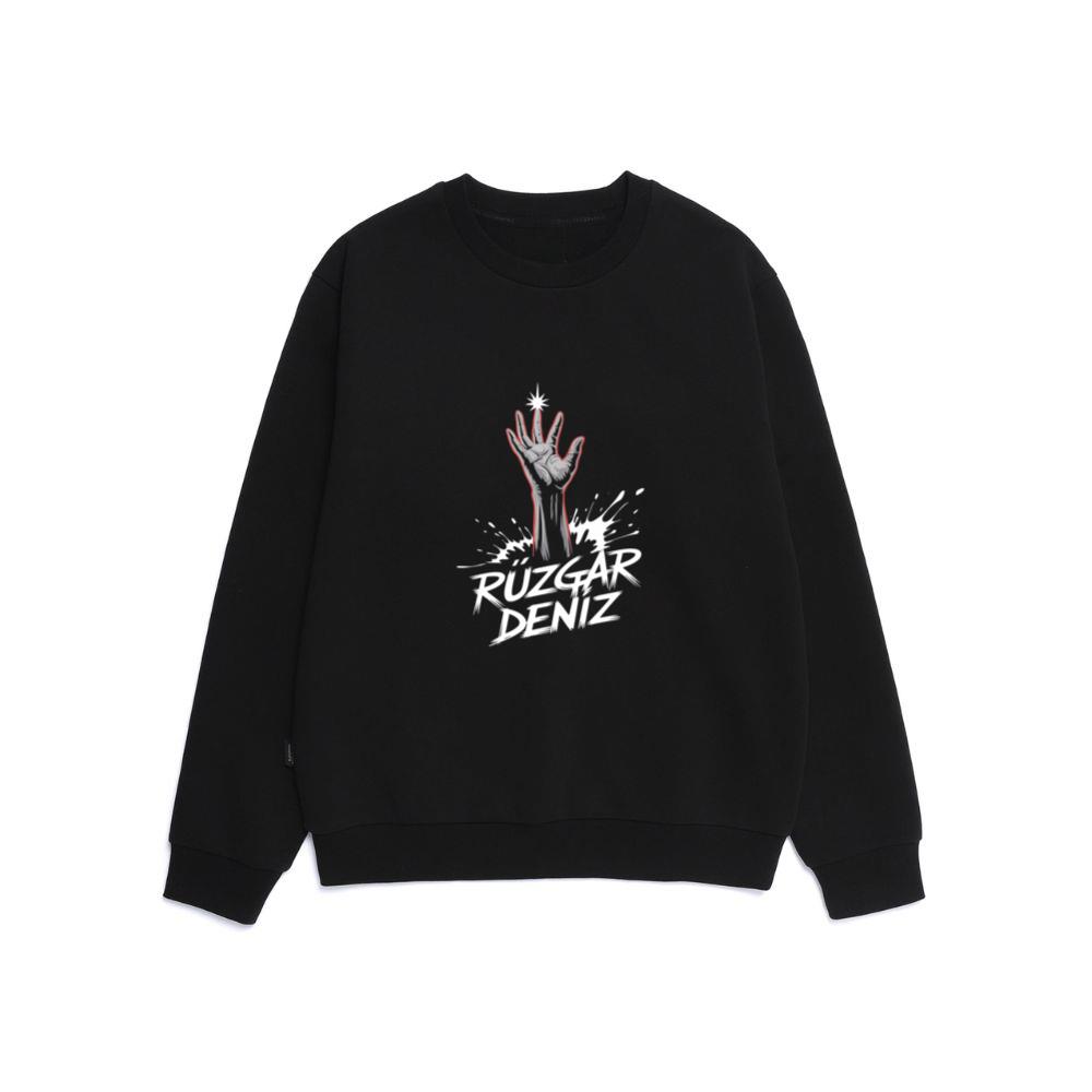 Ruzgar Deniz Rock Hand Retro Graphic Sweatshirt