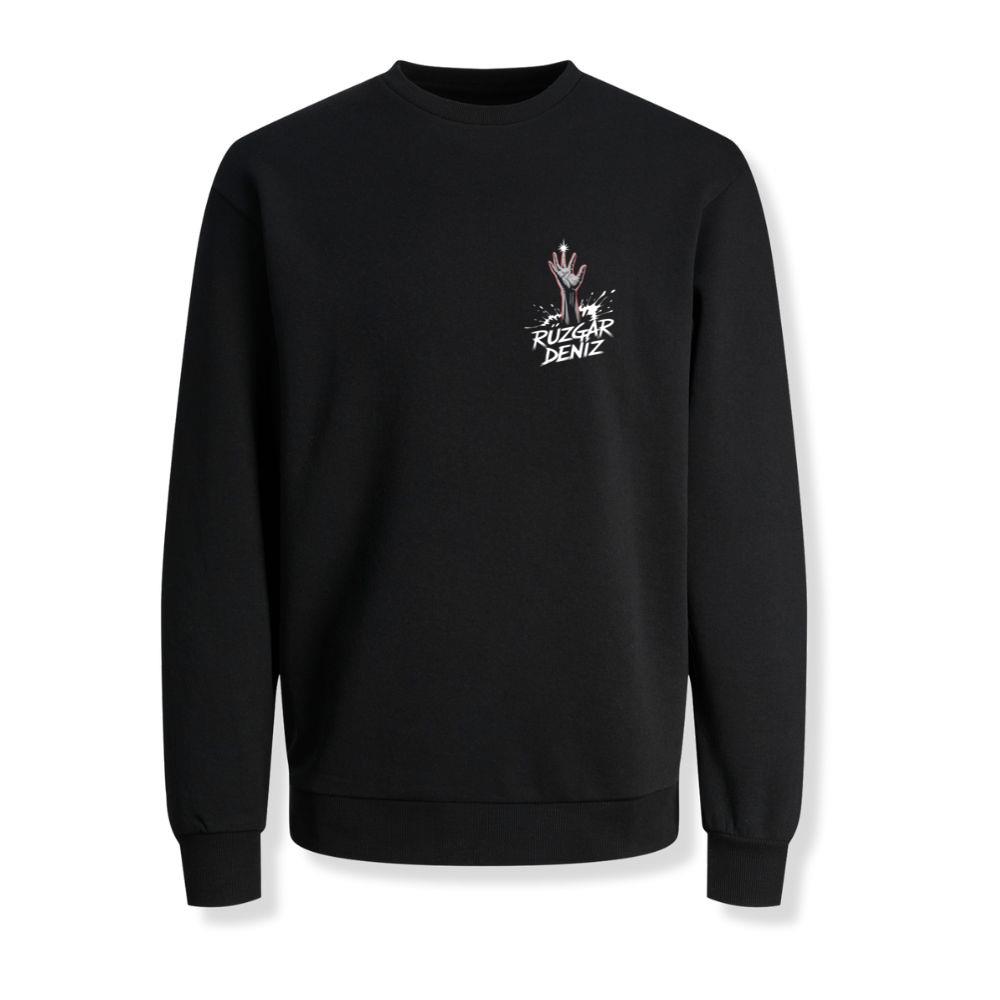 Ruzgar Deniz Rock Hand Retro Graphic Sweatshirt