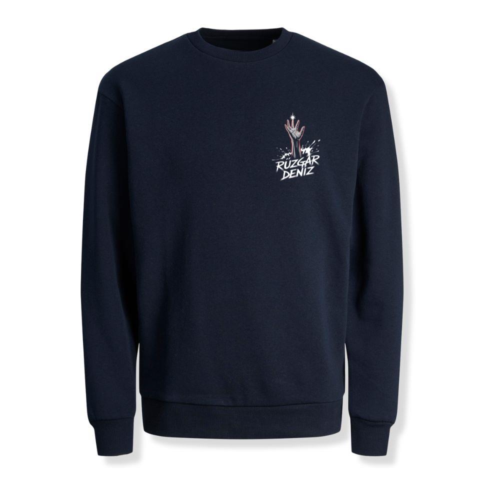 Ruzgar Deniz Rock Hand Retro Graphic Sweatshirt