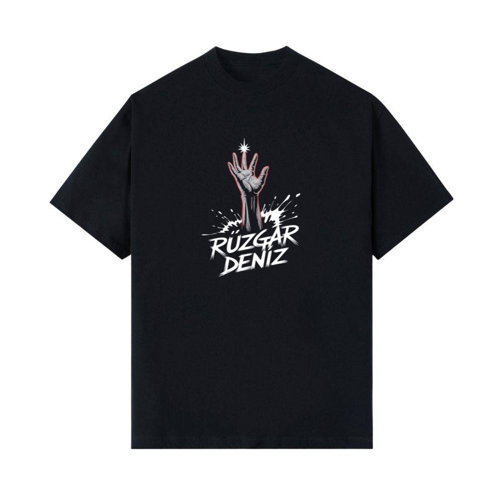 Ruzgar Deniz Rock Hand Retro Graphic T-Shirt