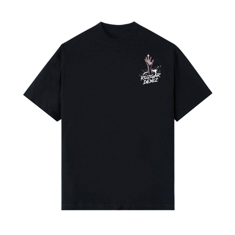 Ruzgar Deniz Rock Hand Retro Graphic T-Shirt