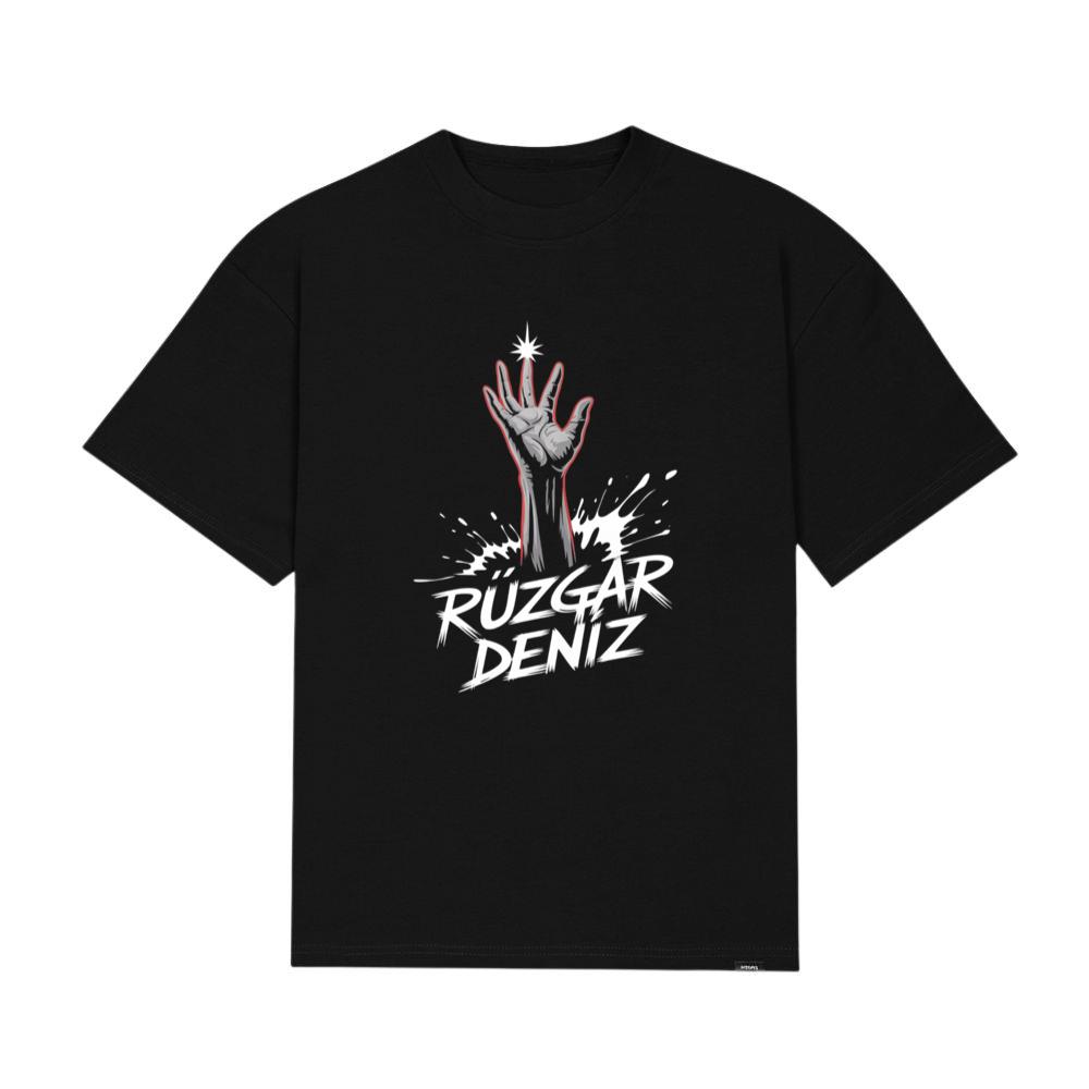 Ruzgar Deniz Rock Hand Retro Graphic T-Shirt