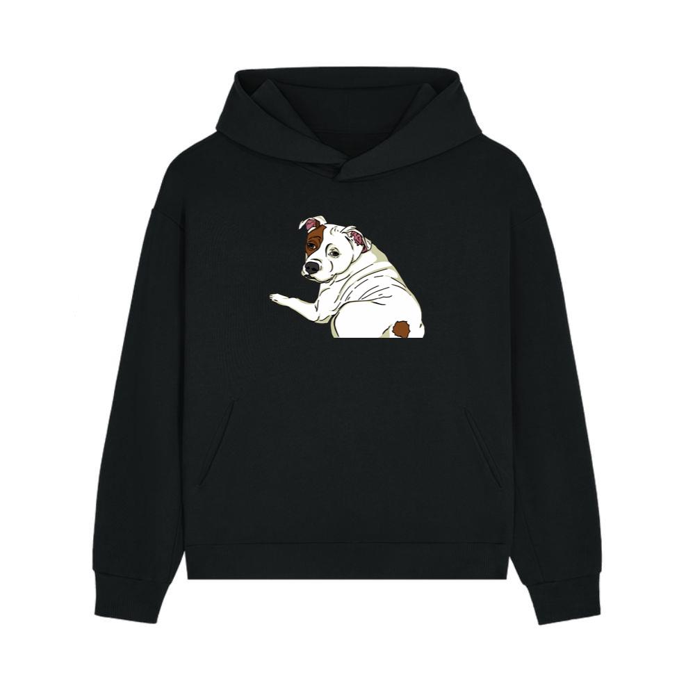 Sad-Eyed White Sitting Dog Hoodie
