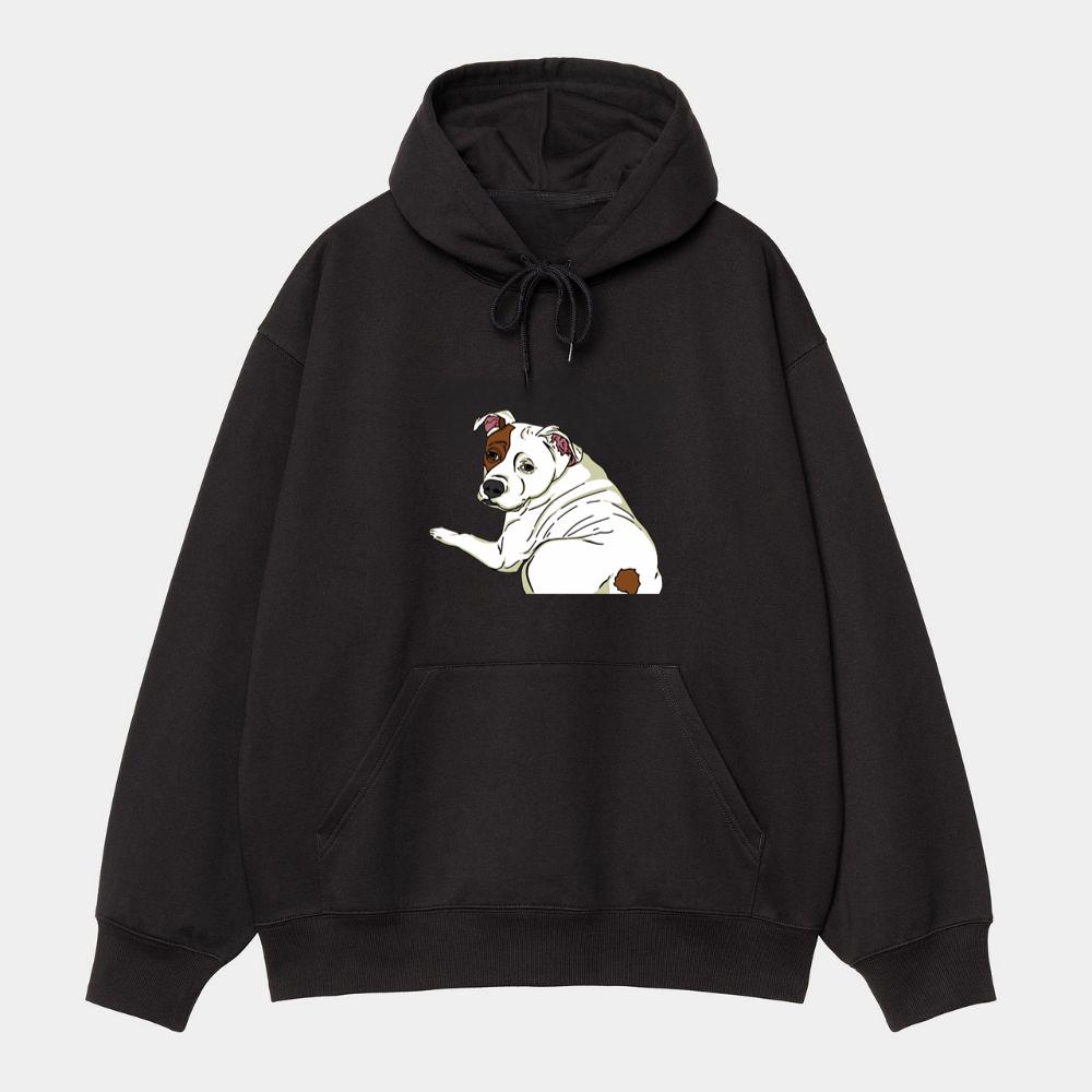 Sad-Eyed White Sitting Dog Hoodie