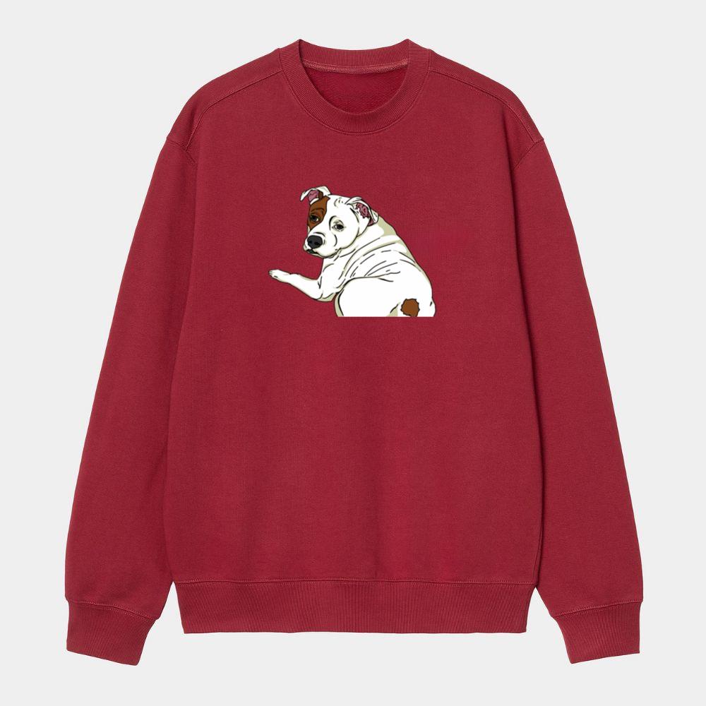 Sad-Eyed White Sitting Dog Sweatshirt