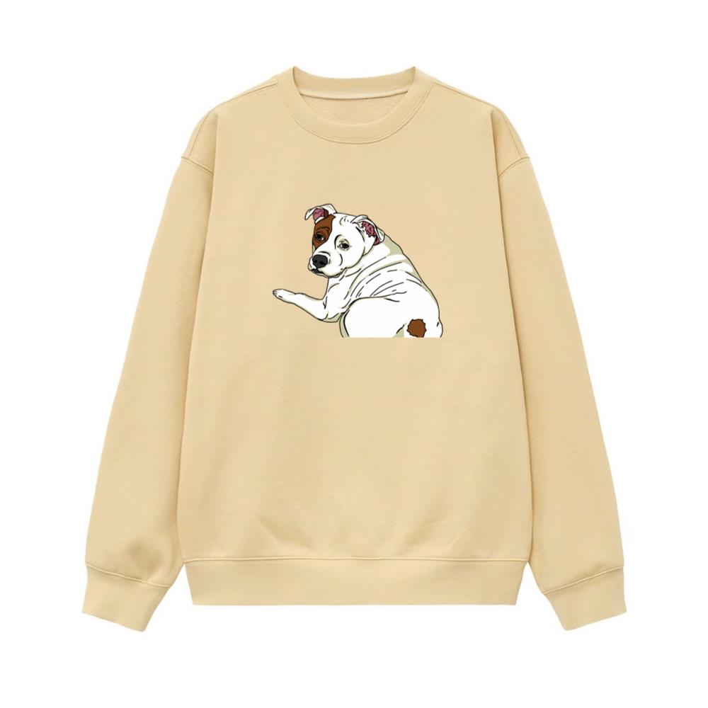 Sad-Eyed White Sitting Dog Sweatshirt