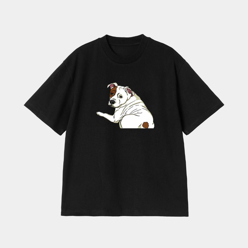 Sad-Eyed White Sitting Dog T-Shirt