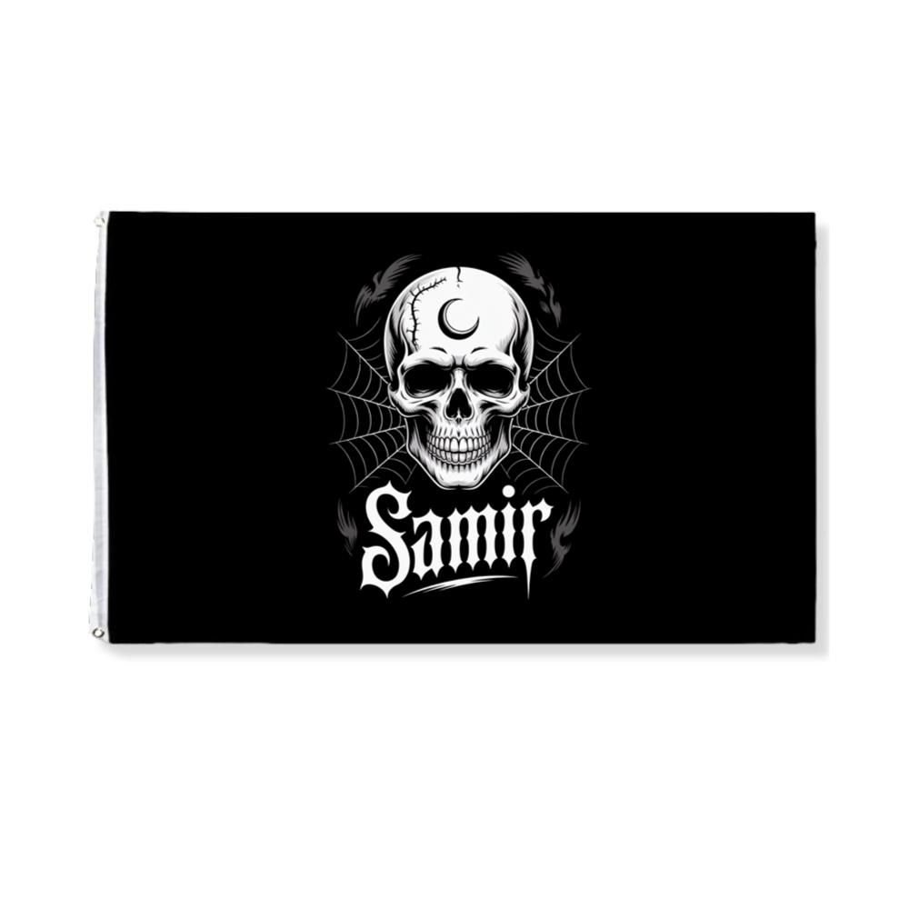 Samir Skull with Spider Web Gothic Dark Artwork Flat