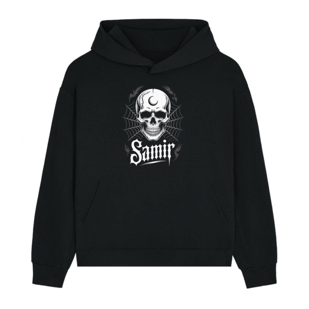 Samir Skull with Spider Web Gothic Dark Artwork Hoodie