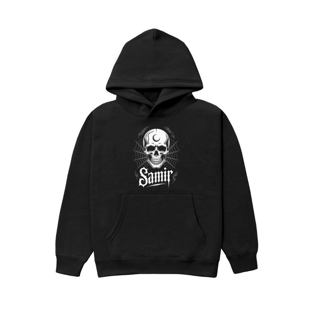 Samir Skull with Spider Web Gothic Dark Artwork Hoodie