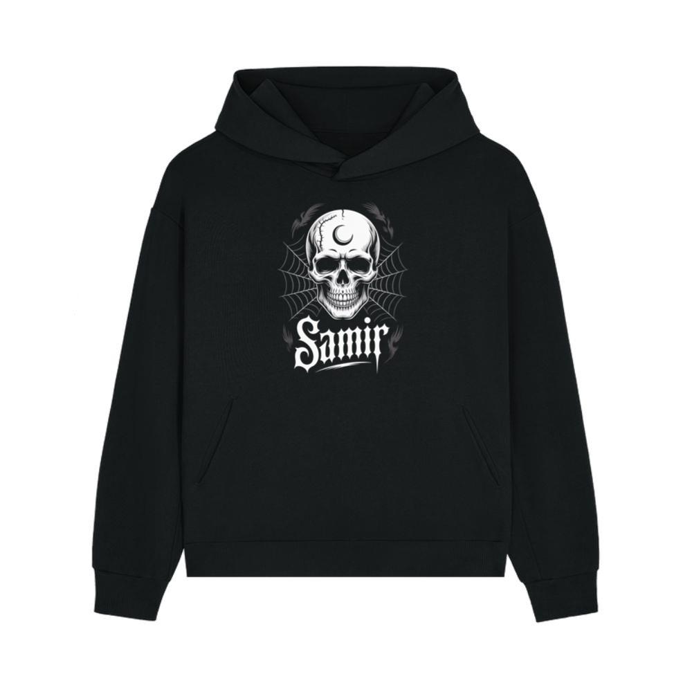 Samir Skull with Spider Web Gothic Dark Artwork Hoodies