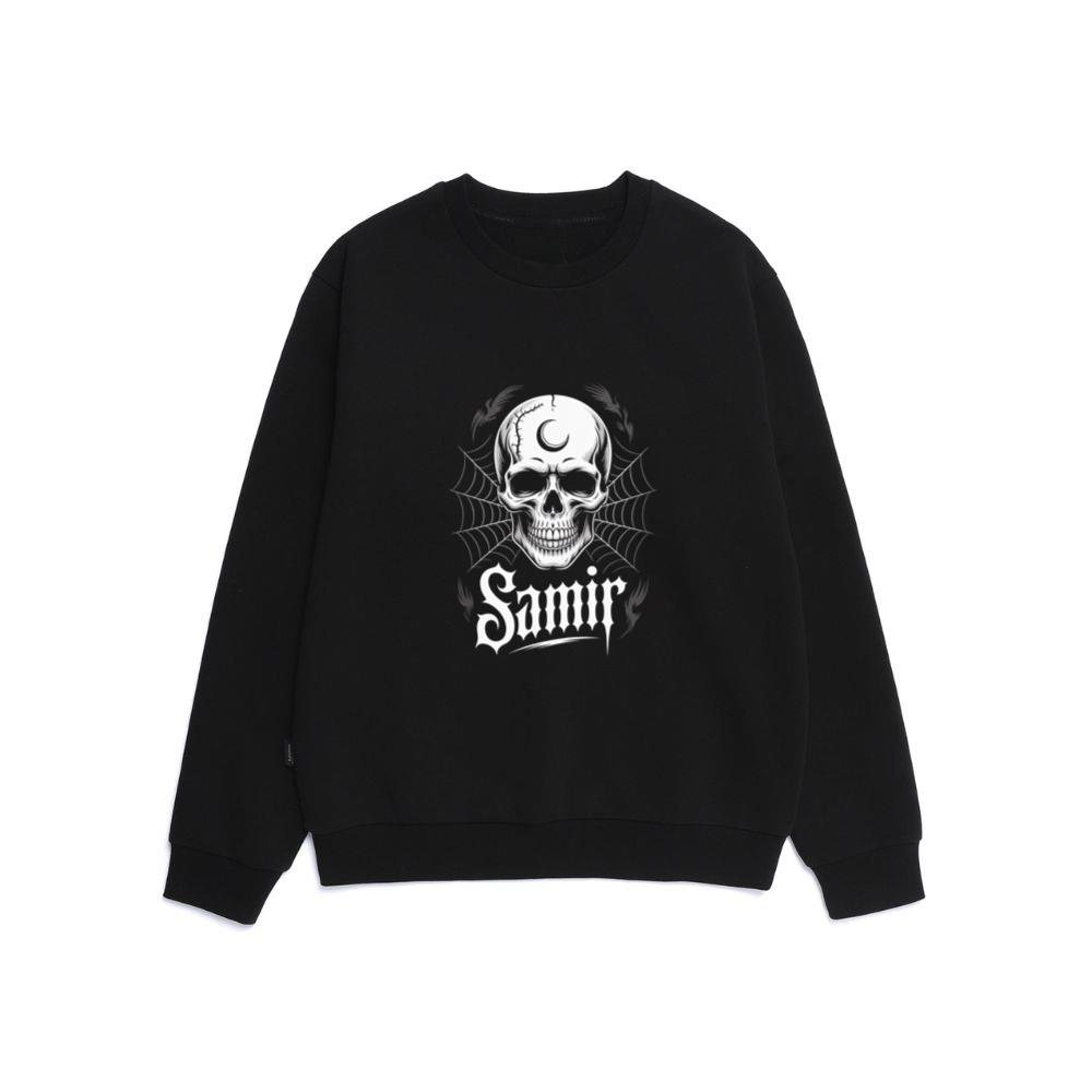 Samir Skull with Spider Web Gothic Dark Artwork Sweatshirt