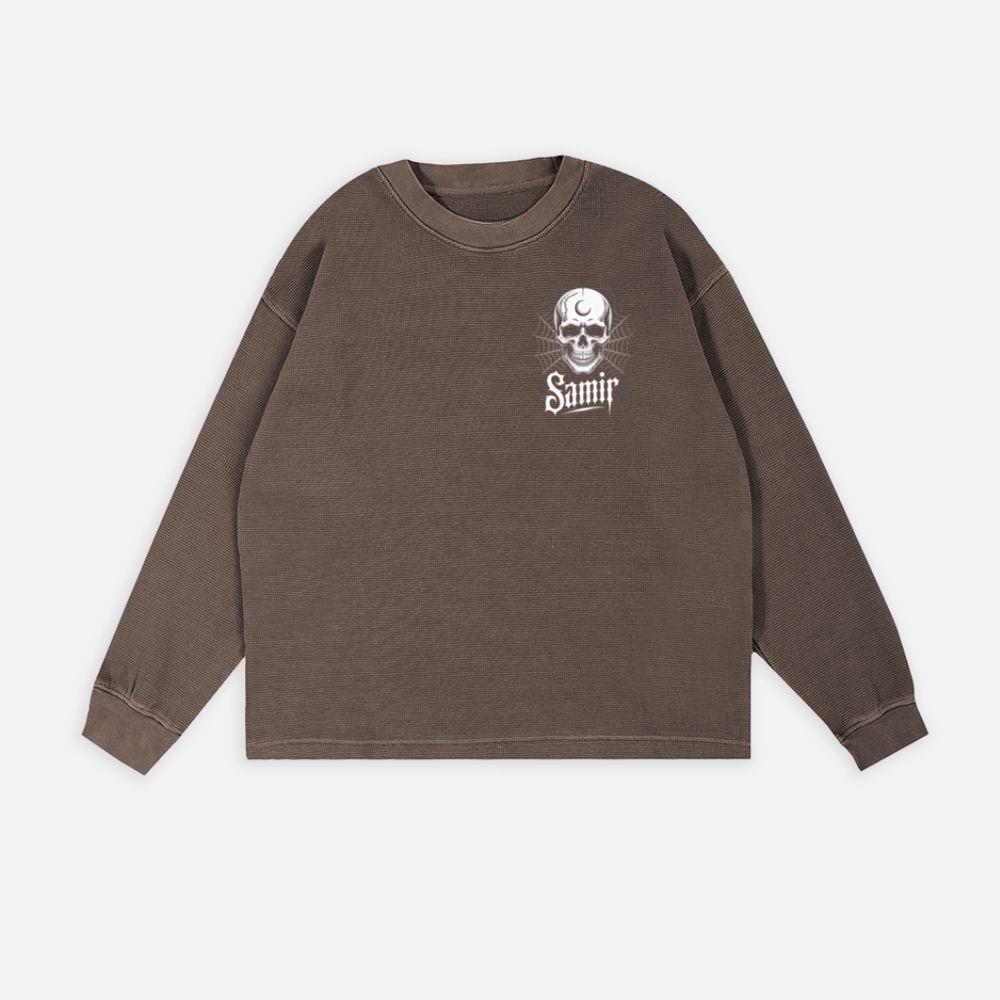 Samir Skull with Spider Web Gothic Dark Artwork Sweatshirt - Image 3