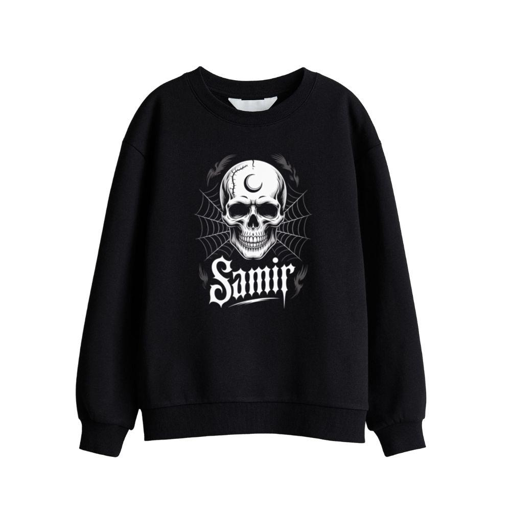 Samir Skull with Spider Web Gothic Dark Artwork Sweatshirts