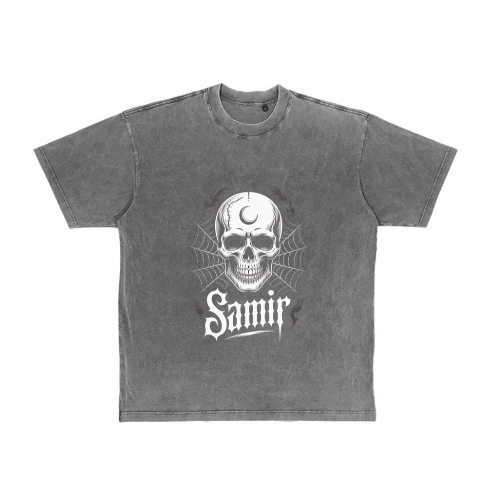 Samir Skull with Spider Web Gothic Dark Artwork T-Shirt