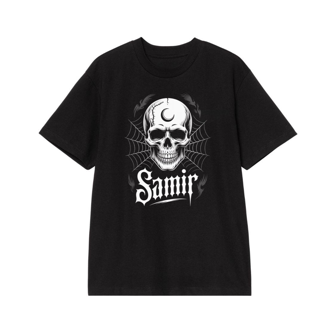 Samir Skull with Spider Web Gothic Dark Artwork T-Shirt