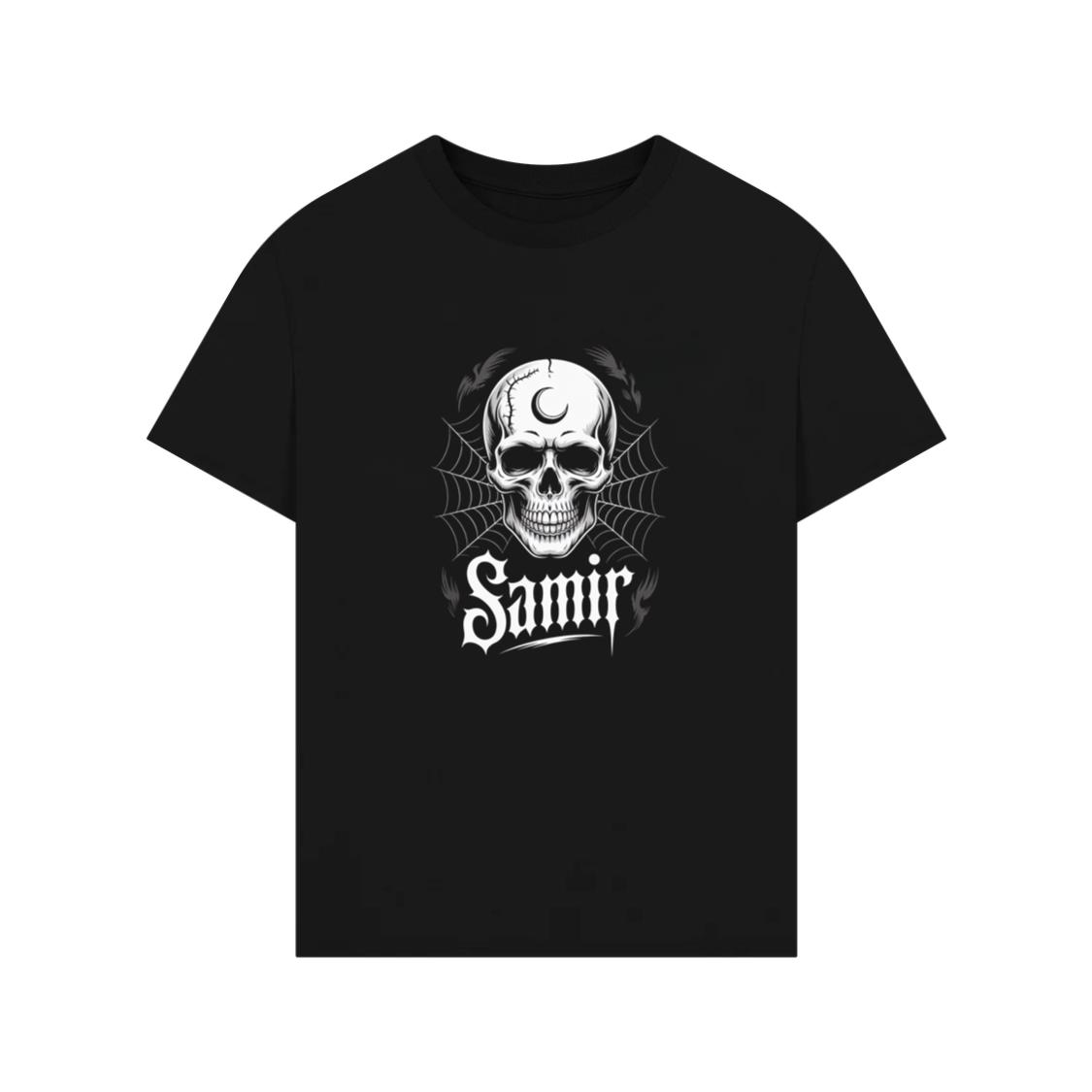 Samir Skull with Spider Web Gothic Dark Artwork T-Shirt