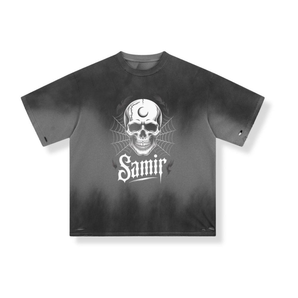 Samir Skull with Spider Web Gothic Dark Artwork T-Shirt