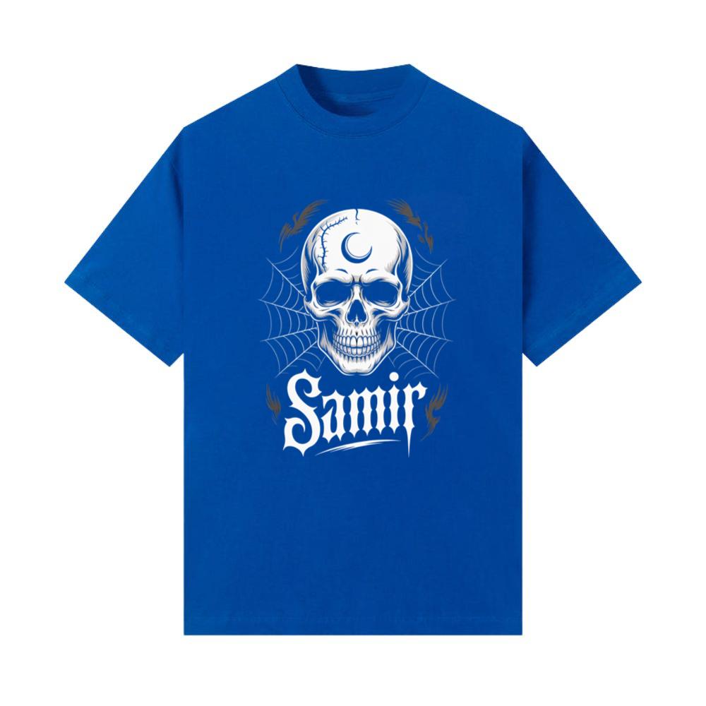 Samir Skull with Spider Web Gothic Dark Artwork T-Shirts - Image 3