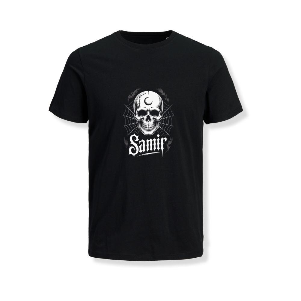 Samir Skull with Spider Web Gothic Dark Artwork T-Shirts