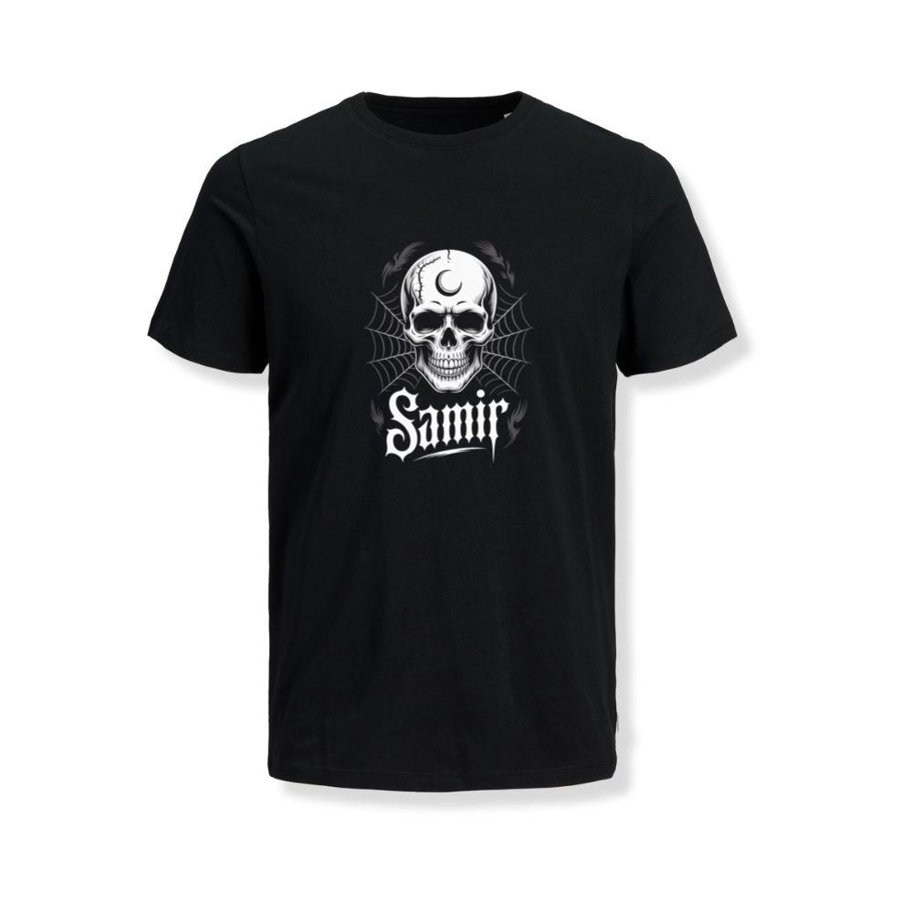 Samir Skull with Spider Web Gothic Dark Artwork T-Shirts