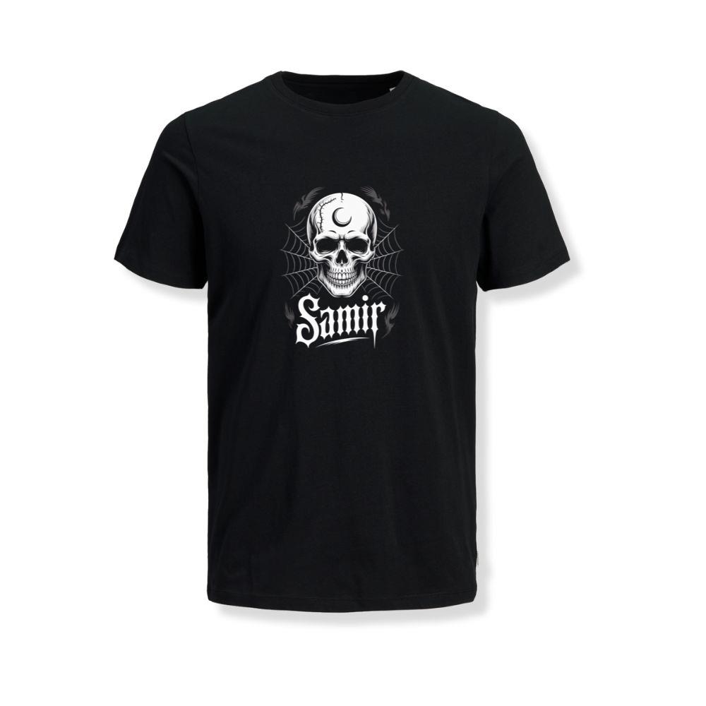 Samir Skull with Spider Web Gothic Dark Artwork T-Shirts