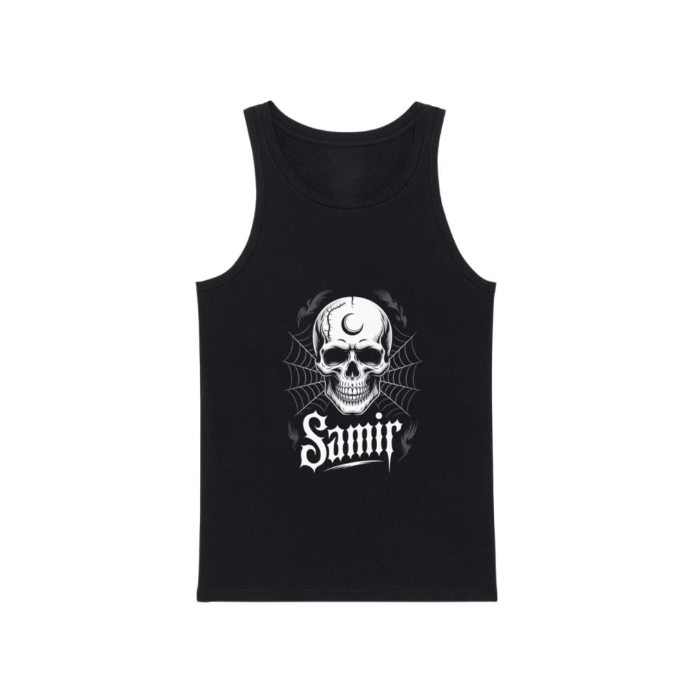 Samir Skull with Spider Web Gothic Dark Artwork Tank Top