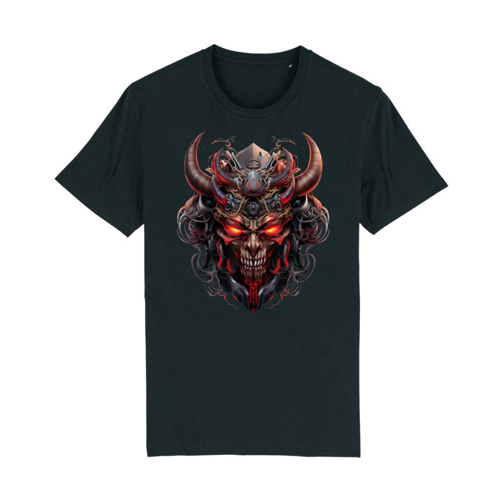 Samurai Demon Mask Aesthetic Horned Cyberpunk Anime Print T-Shirt