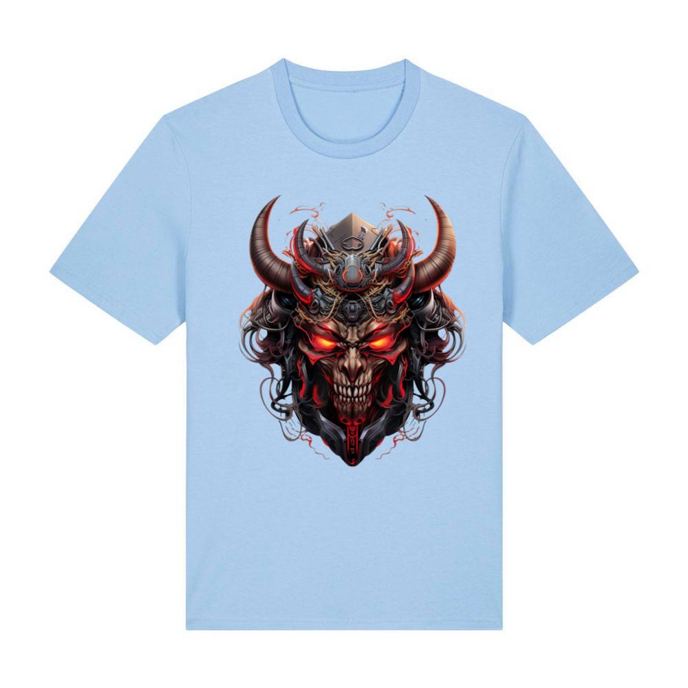Samurai Demon Mask Aesthetic Horned Cyberpunk Anime Print T-Shirt