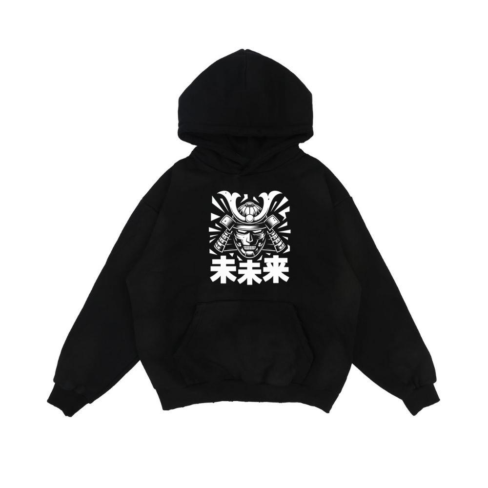 Samurai Skull with Katana Swords and Japanese Kanji Design Hoodie