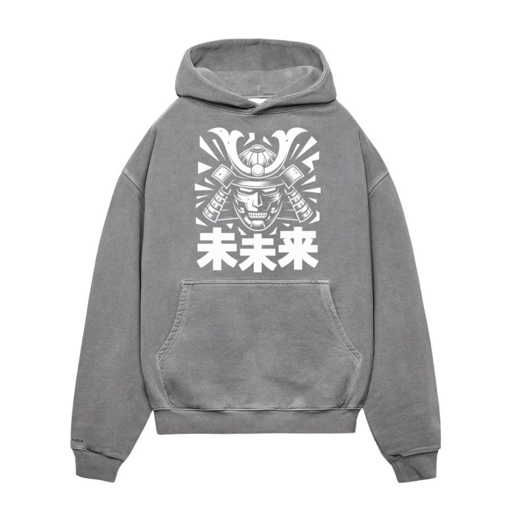 Samurai Skull with Katana Swords and Japanese Kanji Design Hoodies