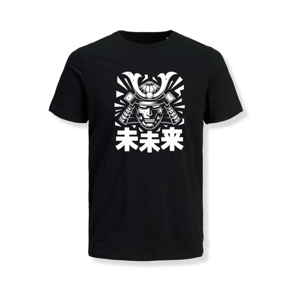 Samurai Skull with Katana Swords and Japanese Kanji Design T-Shirt