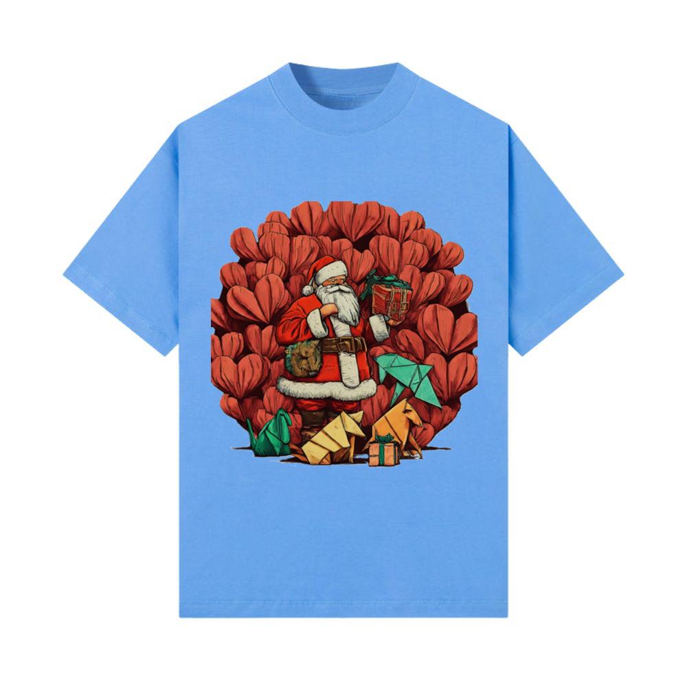 Santa Claus holding present with origami animals T-Shirt