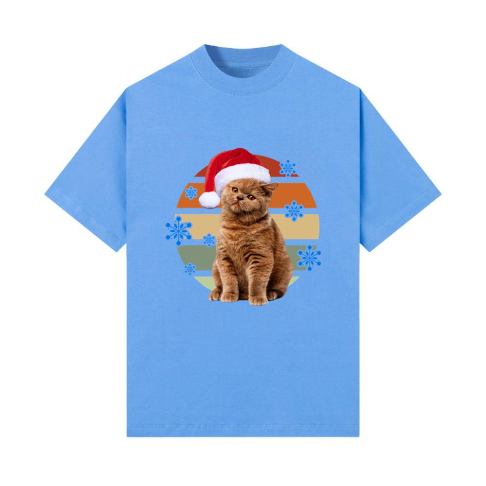 Santa Hat Shorthair Cat Cute Feline Animal T-Shirt