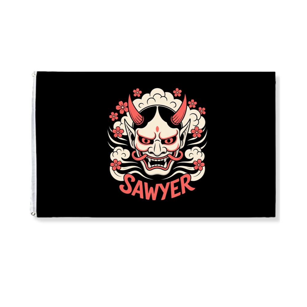 Sawyer Demon Mask Retro Graphic Flag
