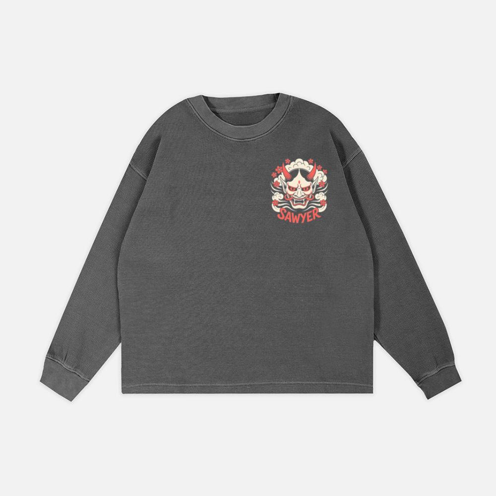 Sawyer Demon Mask Retro Graphic Sweatshirt