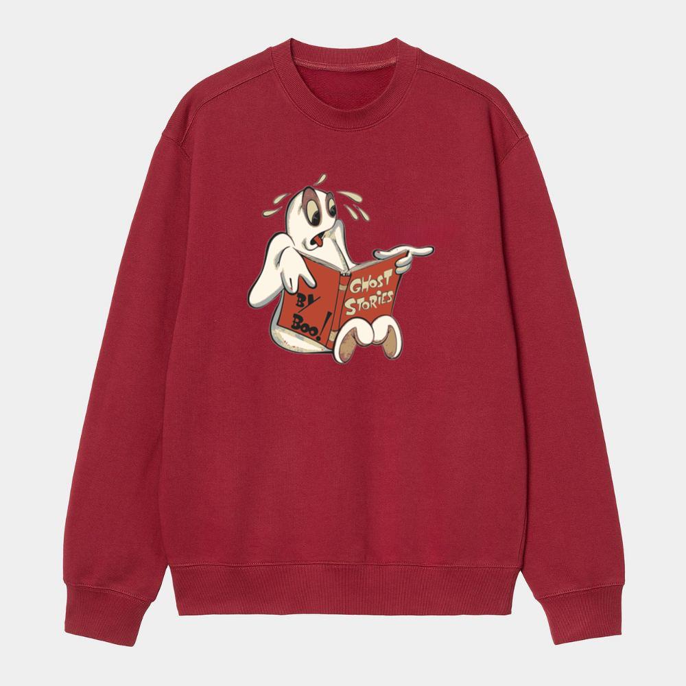 Scared Ghost Reading Ghost Stories Sweatshirt