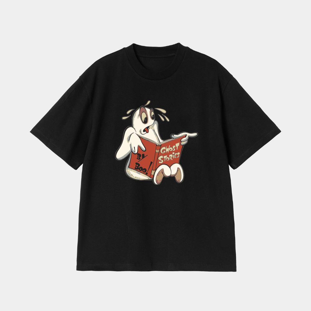 Scared Ghost Reading Ghost Stories T-Shirt